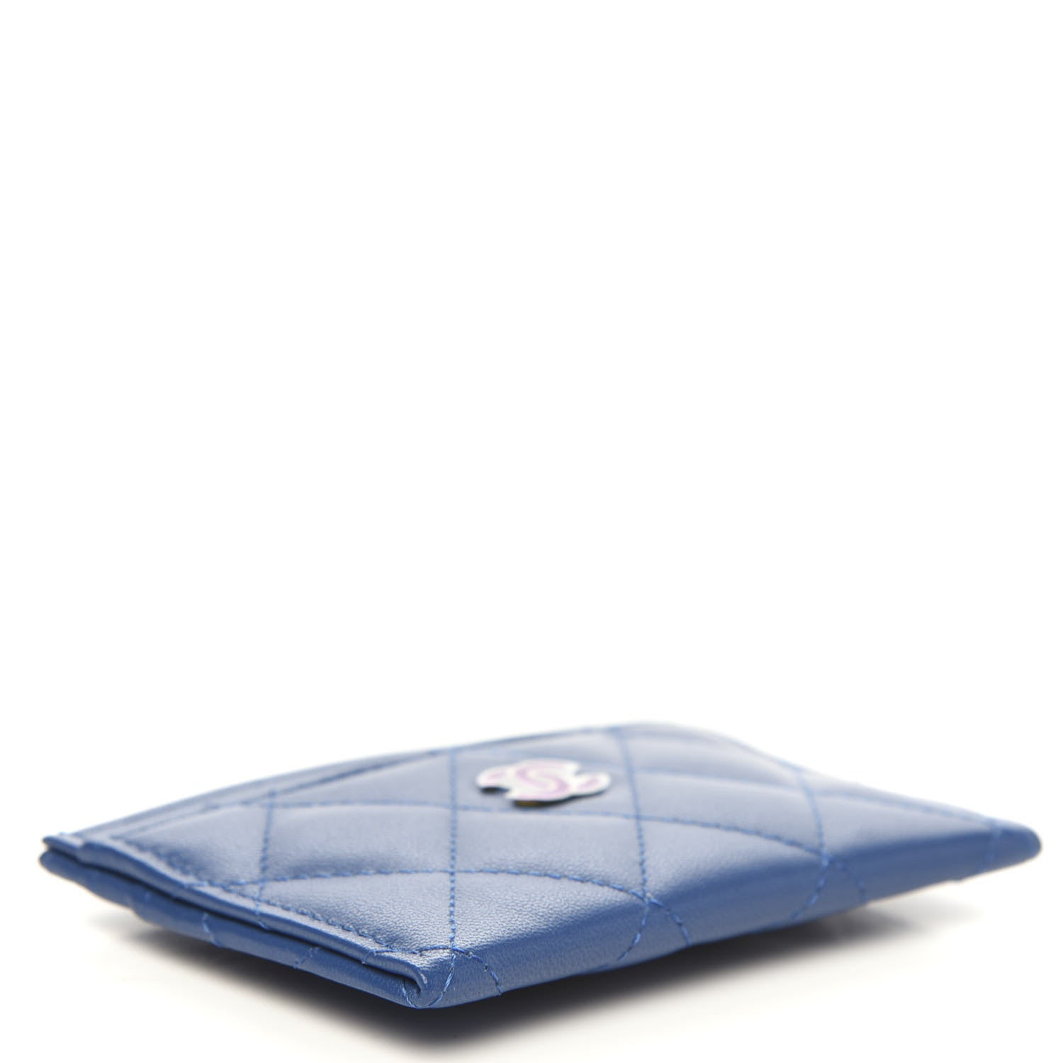 Chanel Lambskin Quilted Card Holder Blue Pink 8 of 9
