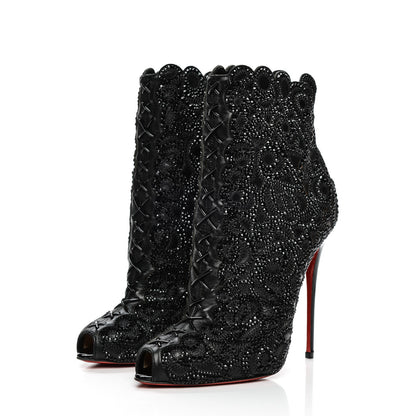 Christian Louboutin Calfskin Strass Rihanini 120 Booties 37 Black 3 of 8