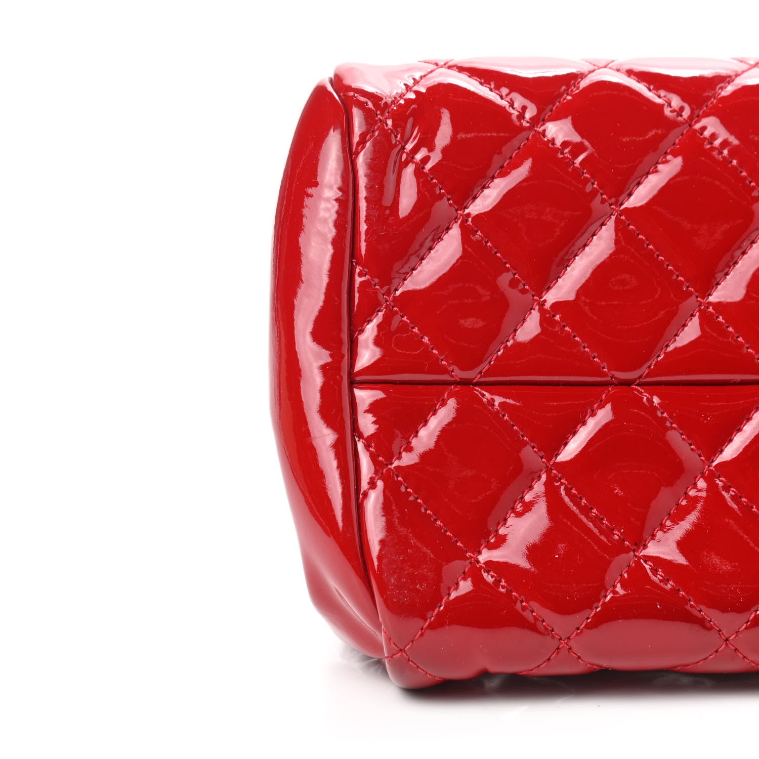 Chanel Patent Quilted Small Just Mademoiselle Bowling Bag Red 8 of 9