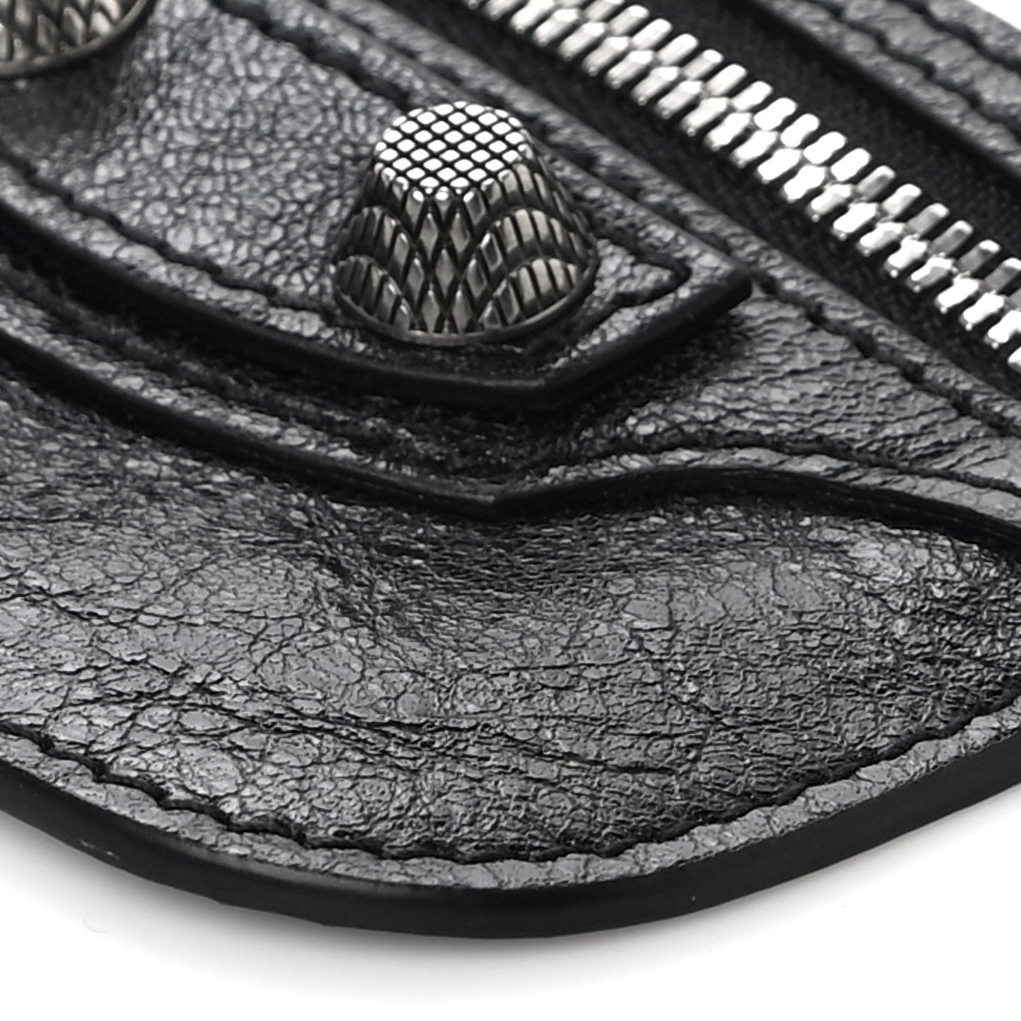 Agneau Giant 12 Silver Hardware Coin Purse Black
