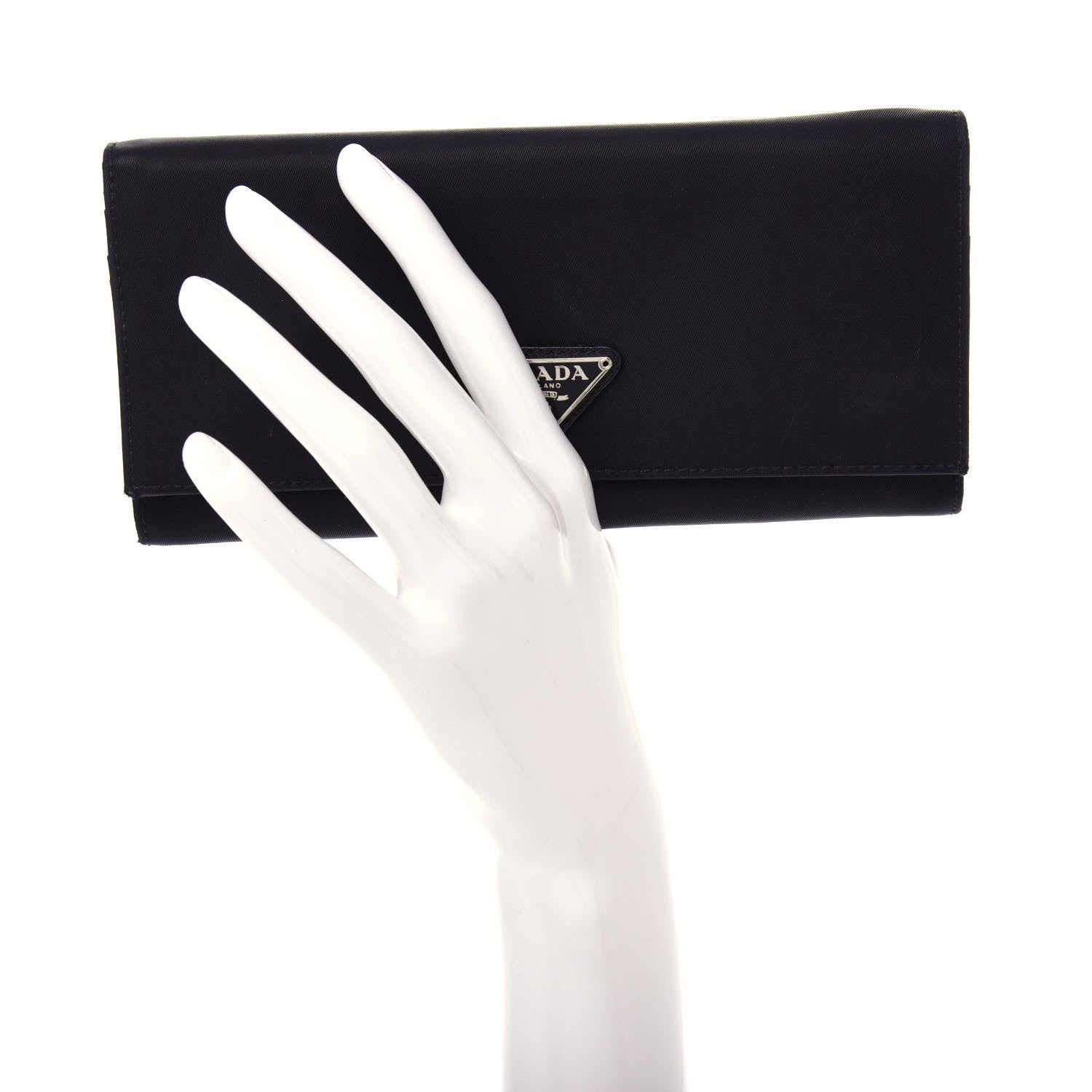 Prada Tessuto Nylon Continental Flap Wallet Black 2 of 8