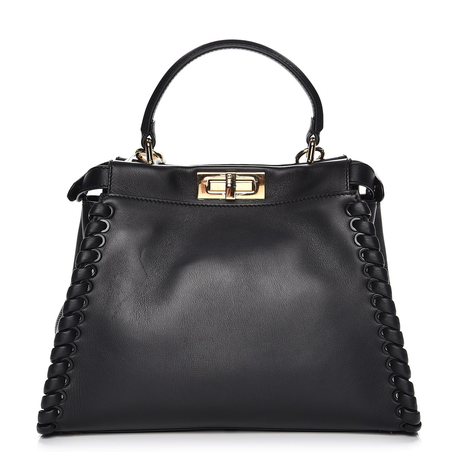 Vitello Seta Lace Up Medium Peekaboo Iconic Satchel Black