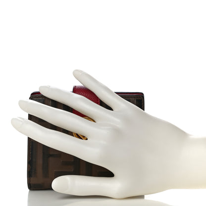 Fendi Vitello Cruise F is Fendi Bi-Color FF 1974 Embossed Compact Wallet Maya Black Fragola 2 of 10