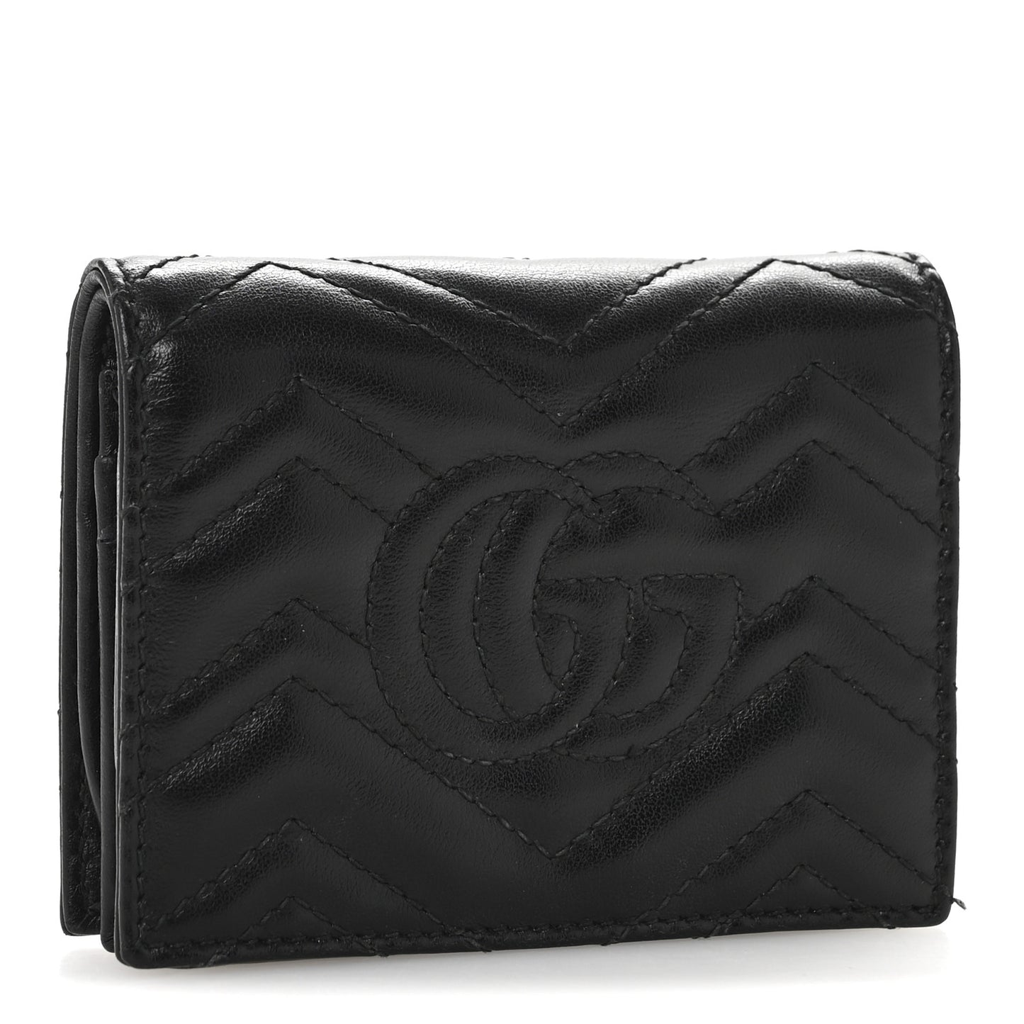 Calfskin Matelasse GG Marmont Card Case Wallet Black
