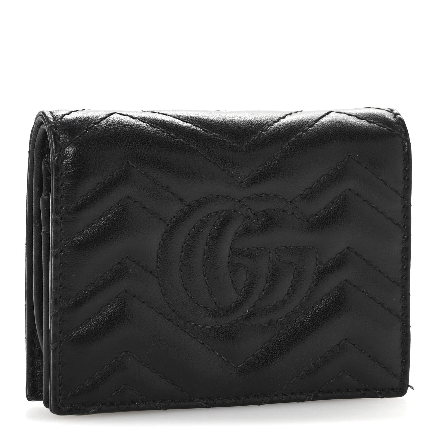 Gucci Calfskin Matelasse GG Marmont Card Case Wallet Black 3 of 6