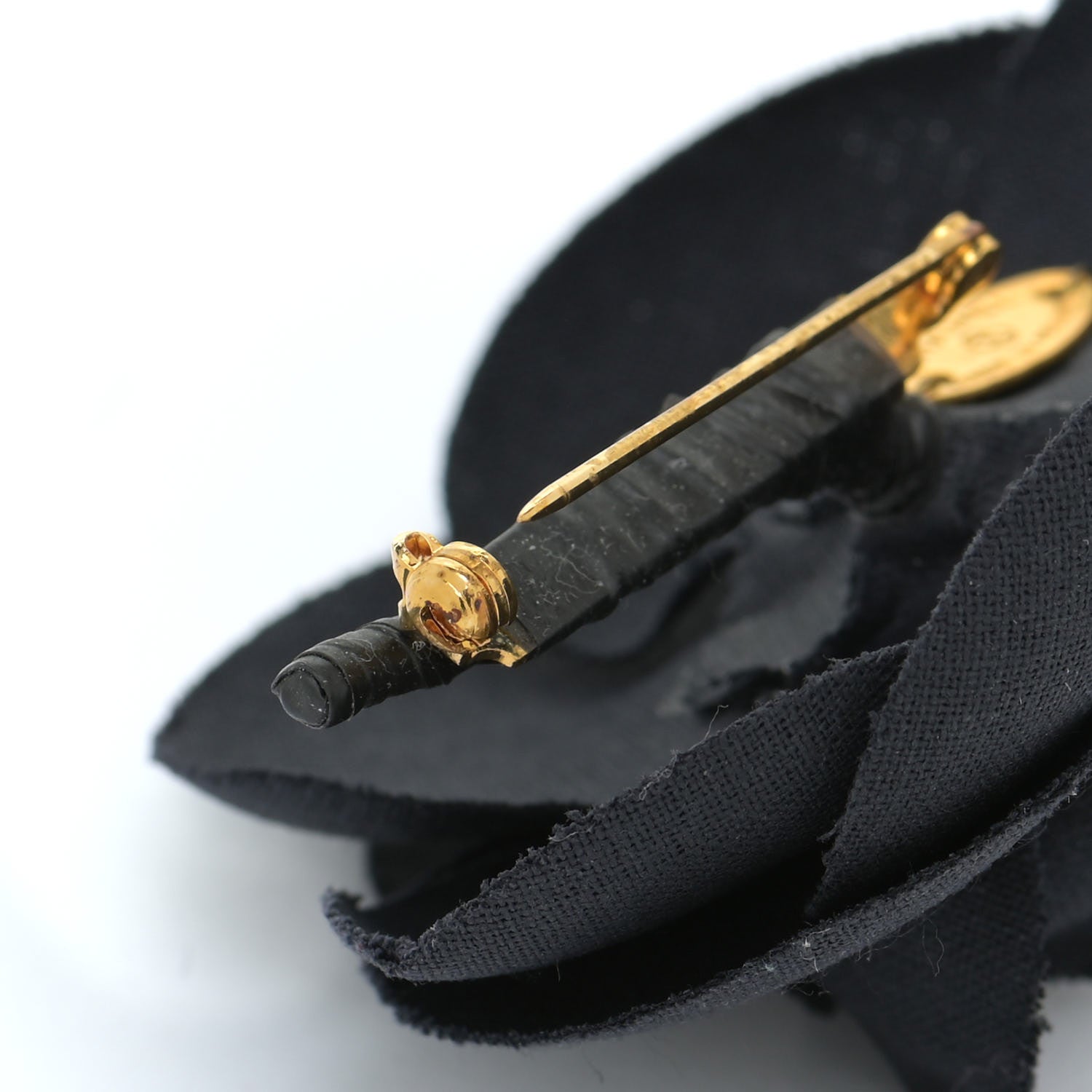 Chanel Linen Camellia Brooch Pin Black 3 of 4