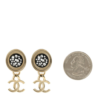 Chanel Crystal Bead CC Drop Earrings Light Gold 2 of 5