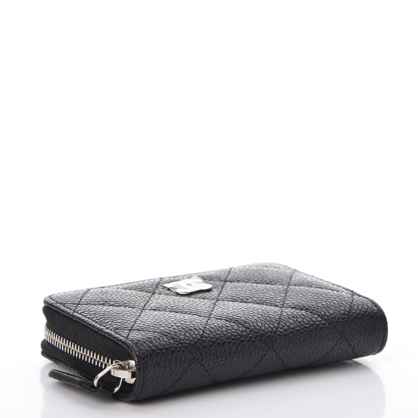 Caviar Quilted Zip Coin Purse Black