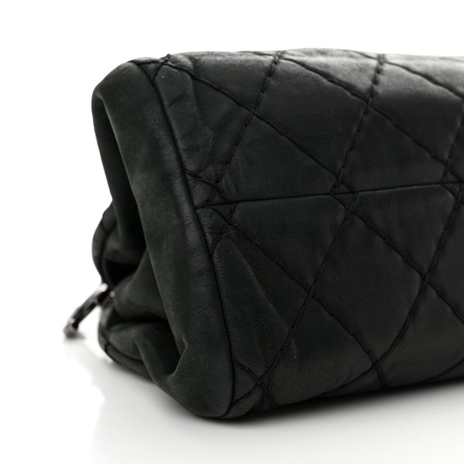 Chanel Iridescent Calfskin Stitched Just Mademoiselle Bowling Bag Black 9 of 14