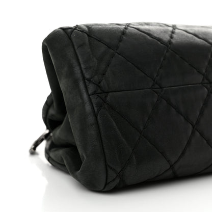 Chanel Iridescent Calfskin Stitched Just Mademoiselle Bowling Bag Black 9 of 14