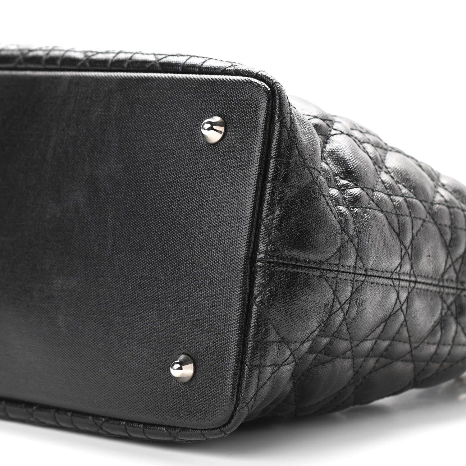 Christian Dior Coated Canvas Cannage Small Panarea Tote Black 9 of 9