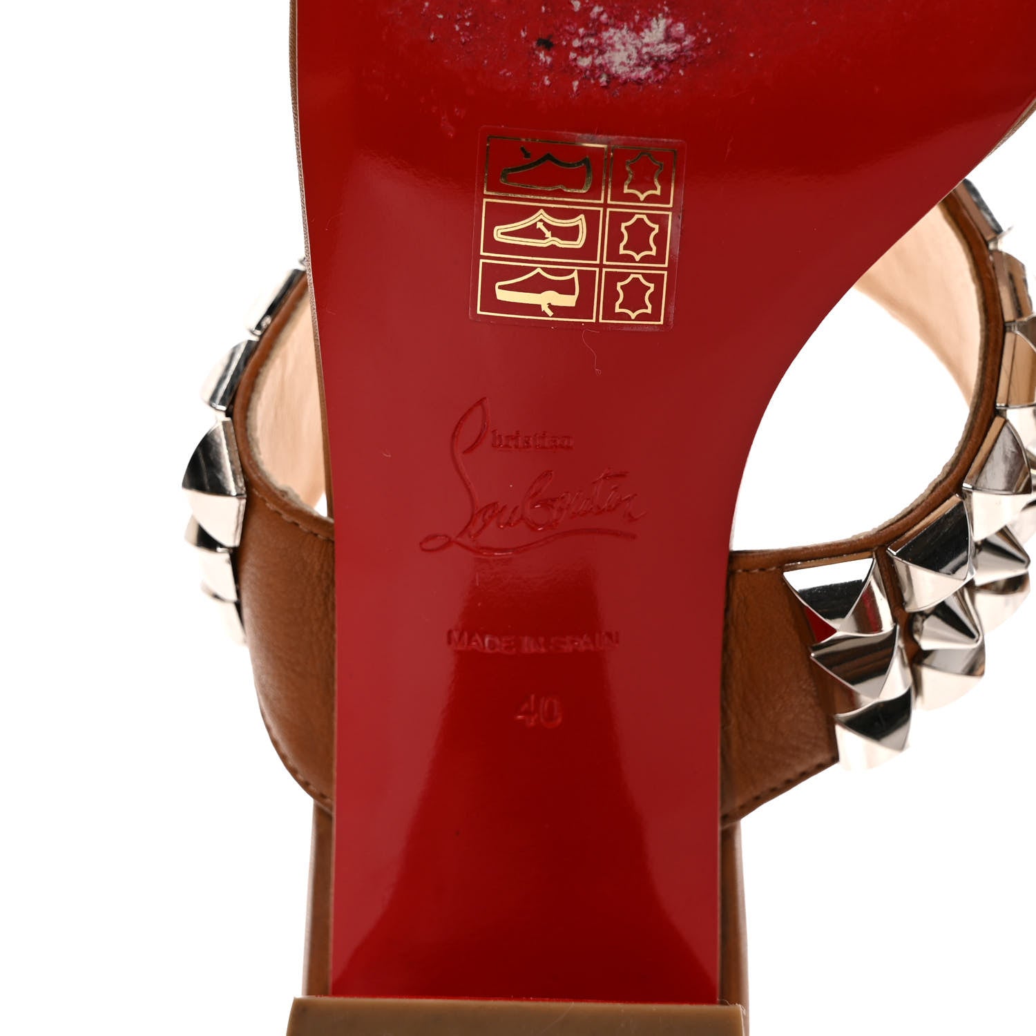 Christian Louboutin Calfskin Studded Tina Goes Mad 55 Slide Sandals 40 Cuoio 6 of 11