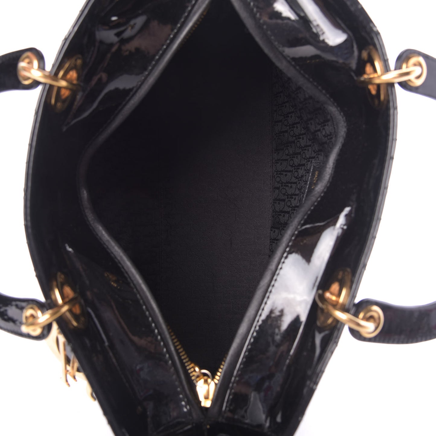Patent Cannage Large Lady Dior Black