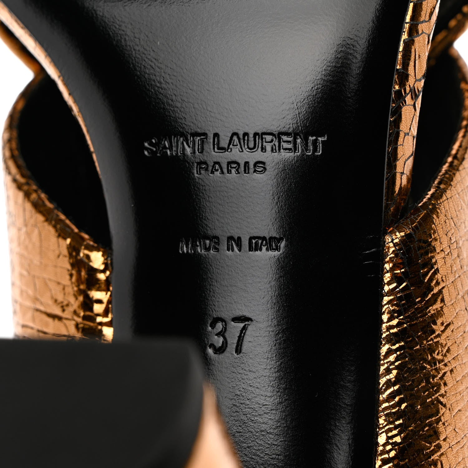 Saint Laurent Metallic Supercrack Calfskin LouLou 95 Mule Sandals 37 Chestnut 8 of 9