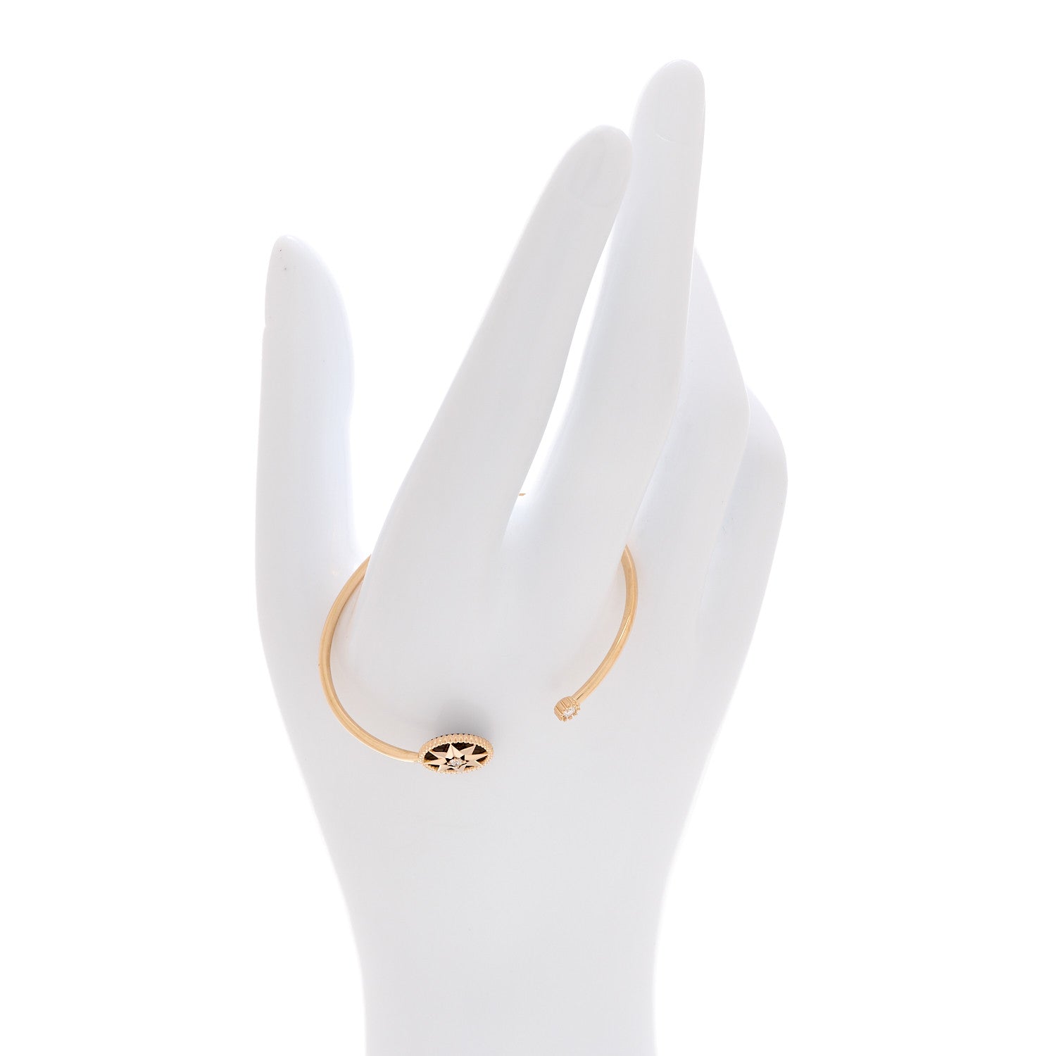 Christian Dior 18K Rose Gold Diamond Black Onyx Rose Des Vents Cuff Bracelet 2 of 5