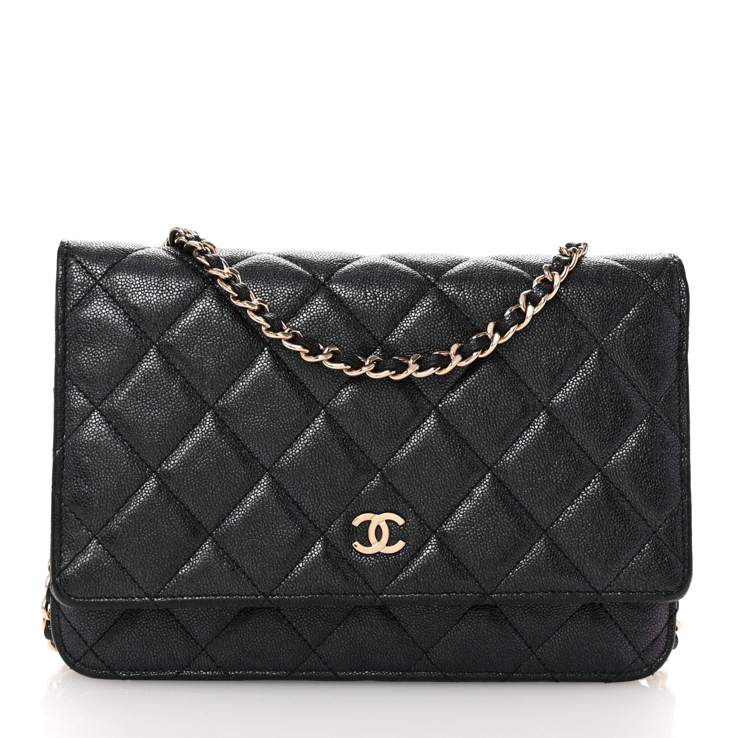 Chanel Iridescent Caviar Quilted Wallet on Chain WOC Black 1 of 11