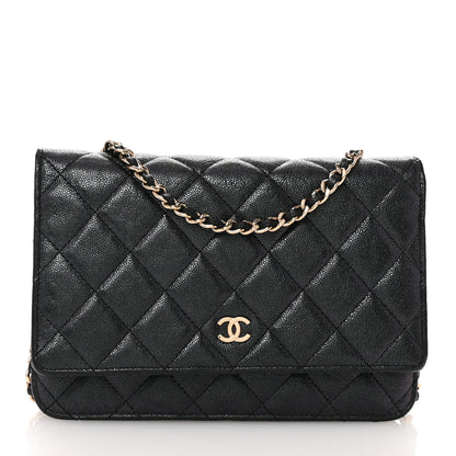 Chanel Iridescent Caviar Quilted Wallet on Chain WOC Black 1 of 11