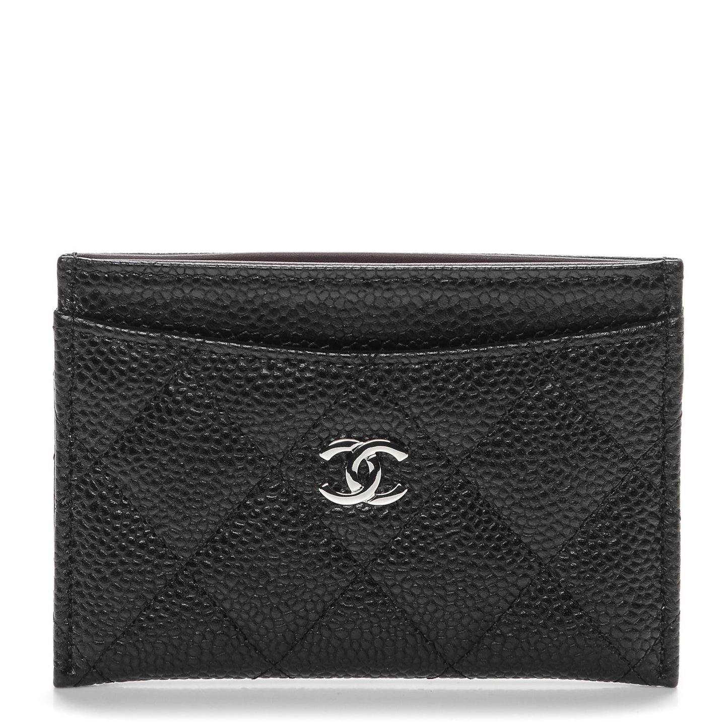 Caviar Quilted Card Holder Black