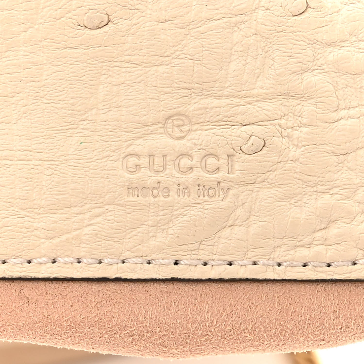 Gucci Ostrich Mini GG Marmont 2.0 Bucket Bag White 6 of 11