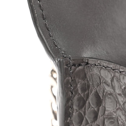 Saint Laurent Calfskin Crocodile Embossed Monogram Sunset Chain Wallet Graphite 12 of 14