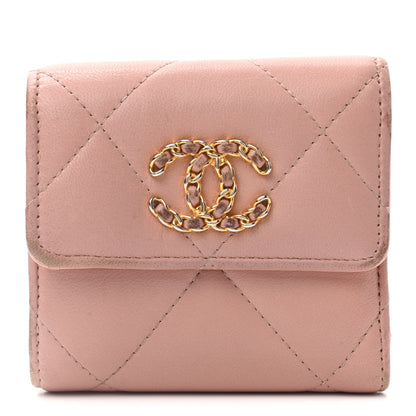 Chanel Quilted Chanel 19 Small Flap Wallet Beige 1 of 19