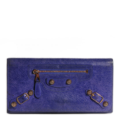 Balenciaga Agneau Giant 12 Rose Gold Hardware Money Wallet Bleu Lavande 1 of 9