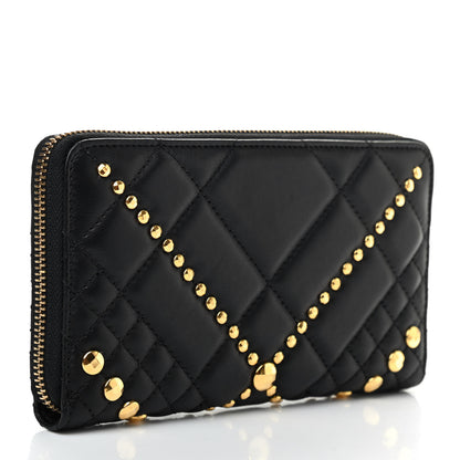 Versace Nappa Quilted Icon Studded Zip Around Wallet Black 2 of 5