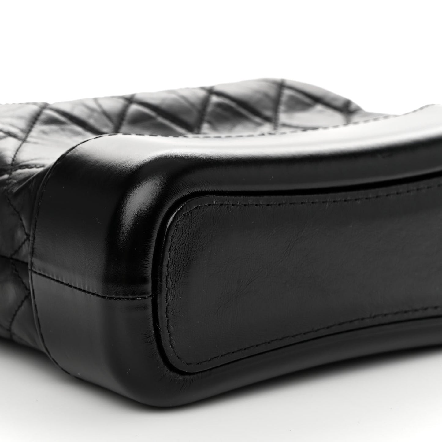 Aged Calfskin Quilted Small Gabrielle Hobo Black