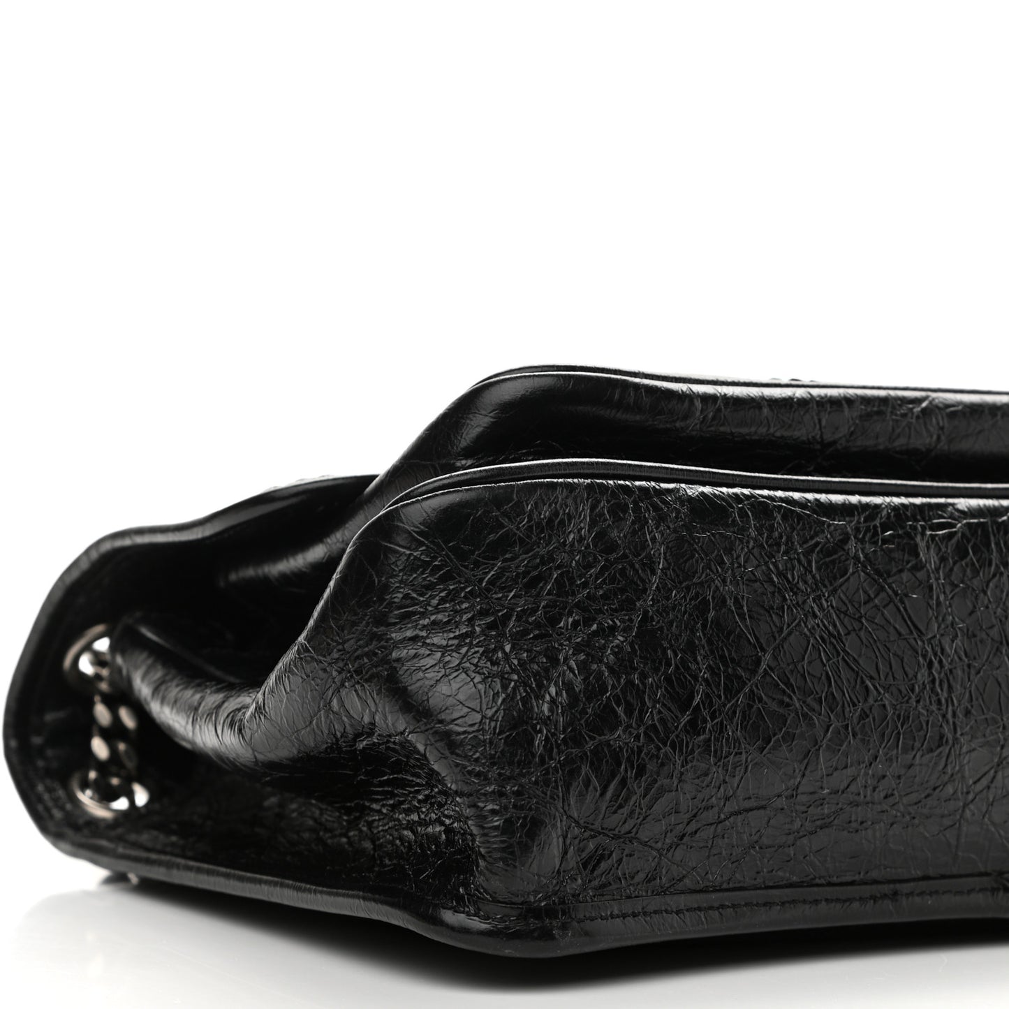 Crinkled Calfskin Matelasse Monogram Medium Niki Chain Satchel Black
