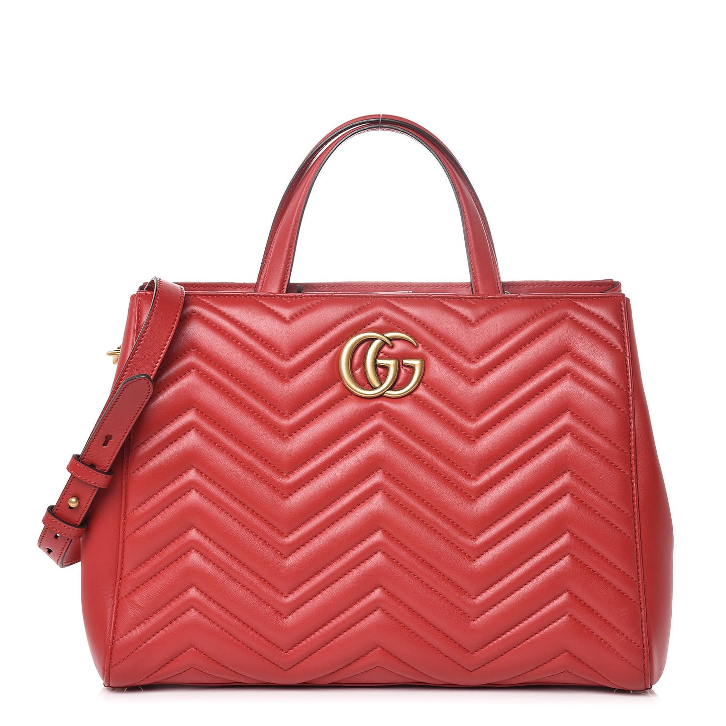Calfskin Matelasse Medium GG Marmont Tote Hibiscus Red