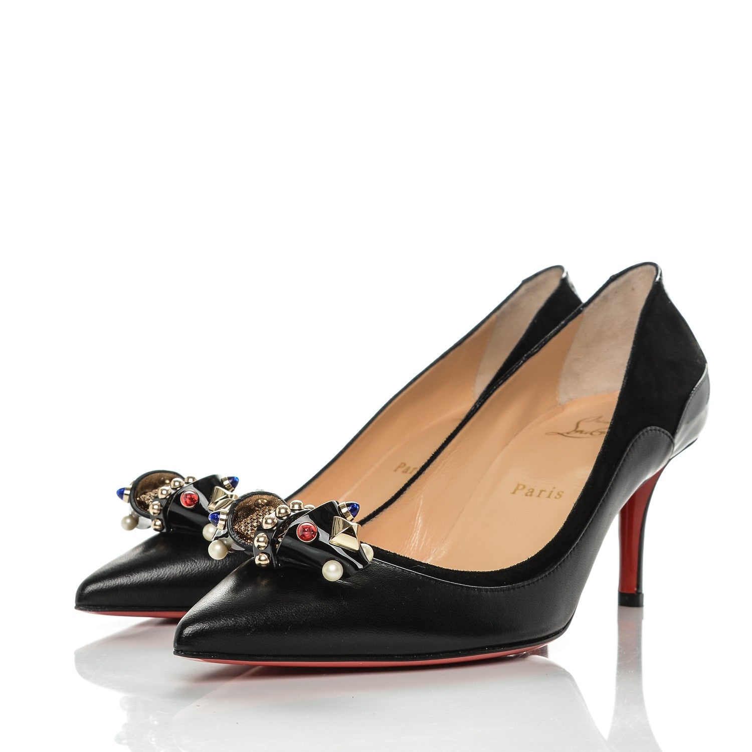 Christian Louboutin Nappa Patent Tudorchic 70 Pumps 38 Black 3 of 7