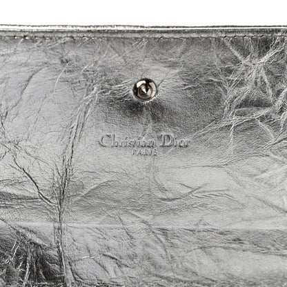 Christian Dior Metallic Crinkled Lambskin Diorama Croisiere Chain Wallet Silver 6 of 13