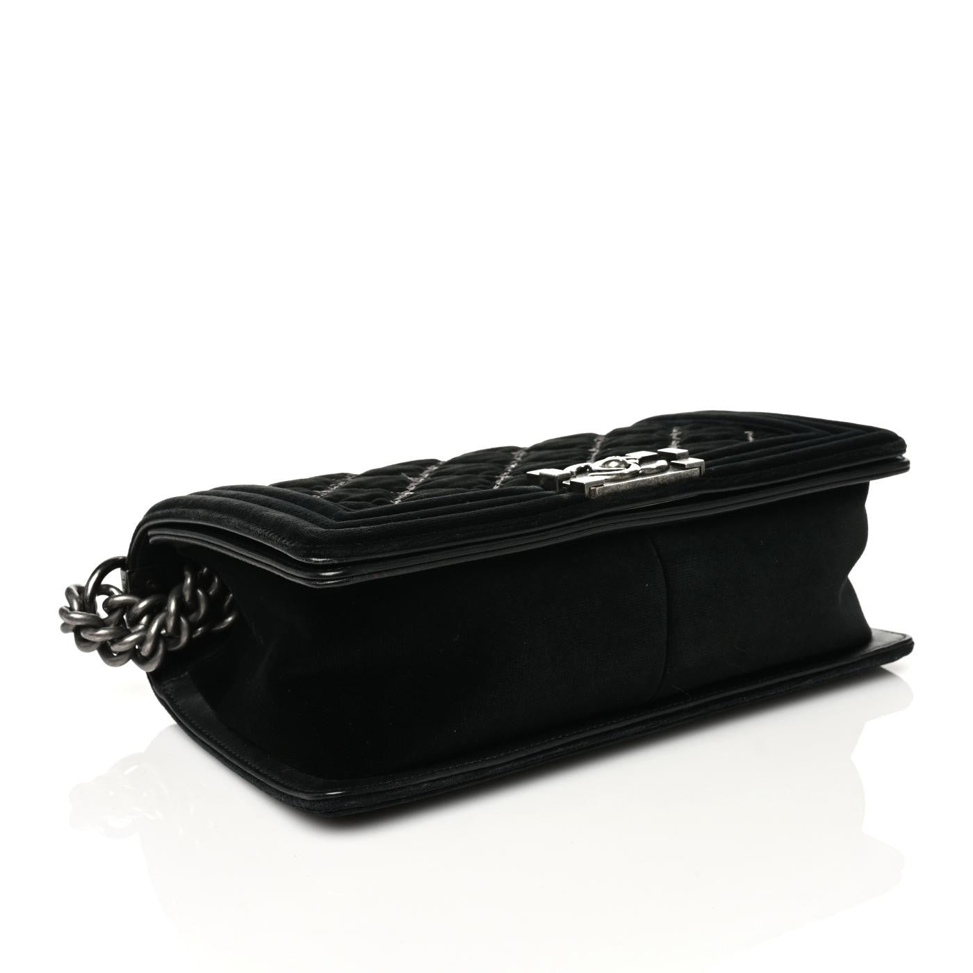 Velvet Quilted Medium Boy Flap Black
