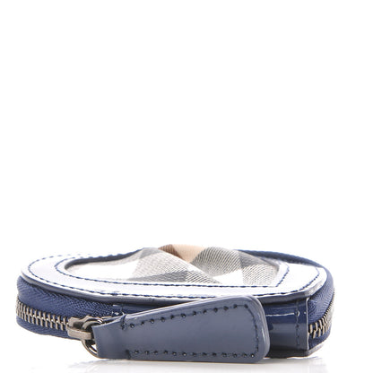 Burberry Patent Nova Check Heart Coin Case Blue 4 of 7