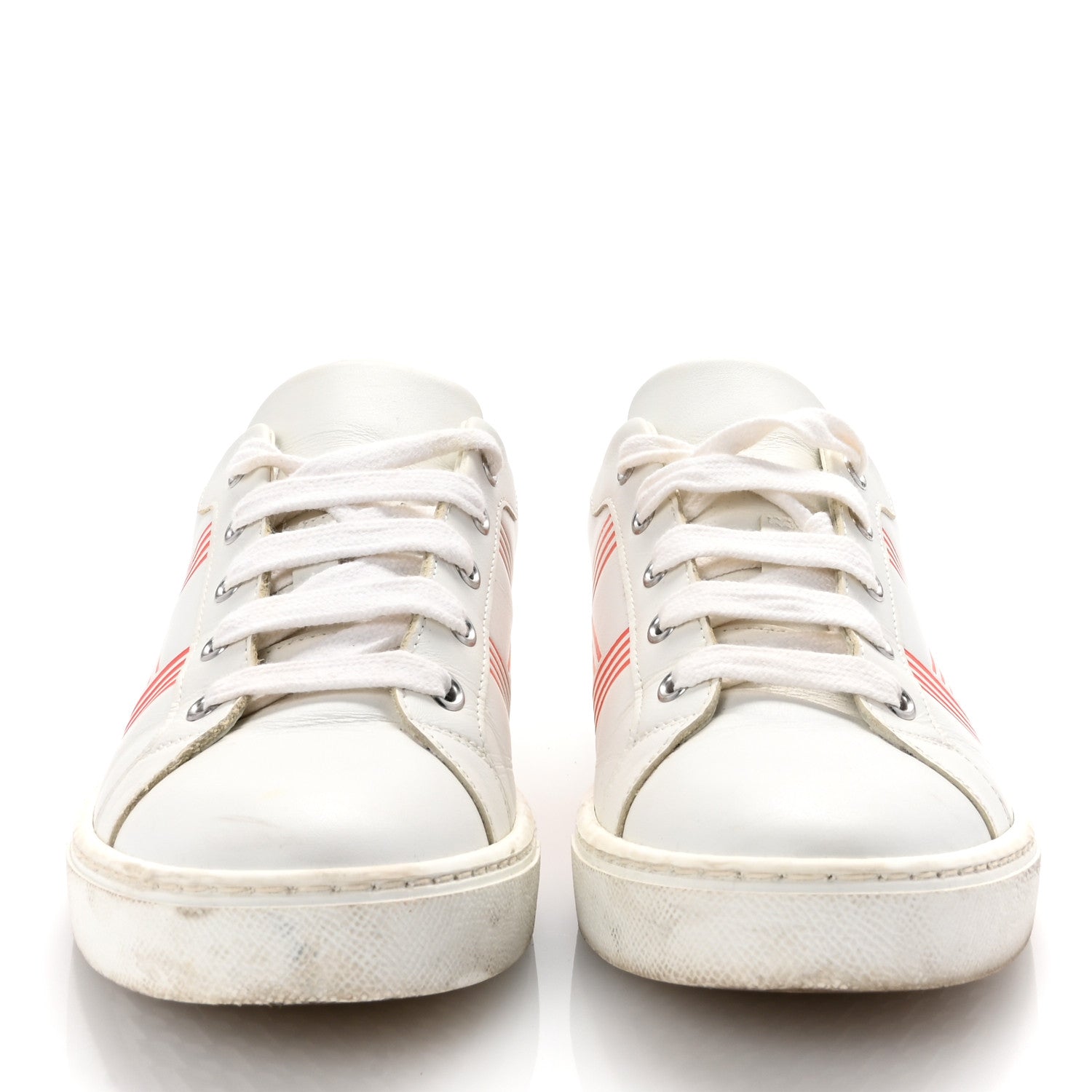 Hermes Calfskin Womens Advantage Sneakers 38 White Orange 3 of 11
