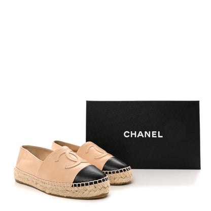 Chanel Lambskin CC Espadrilles 35 Beige Black 11 of 11
