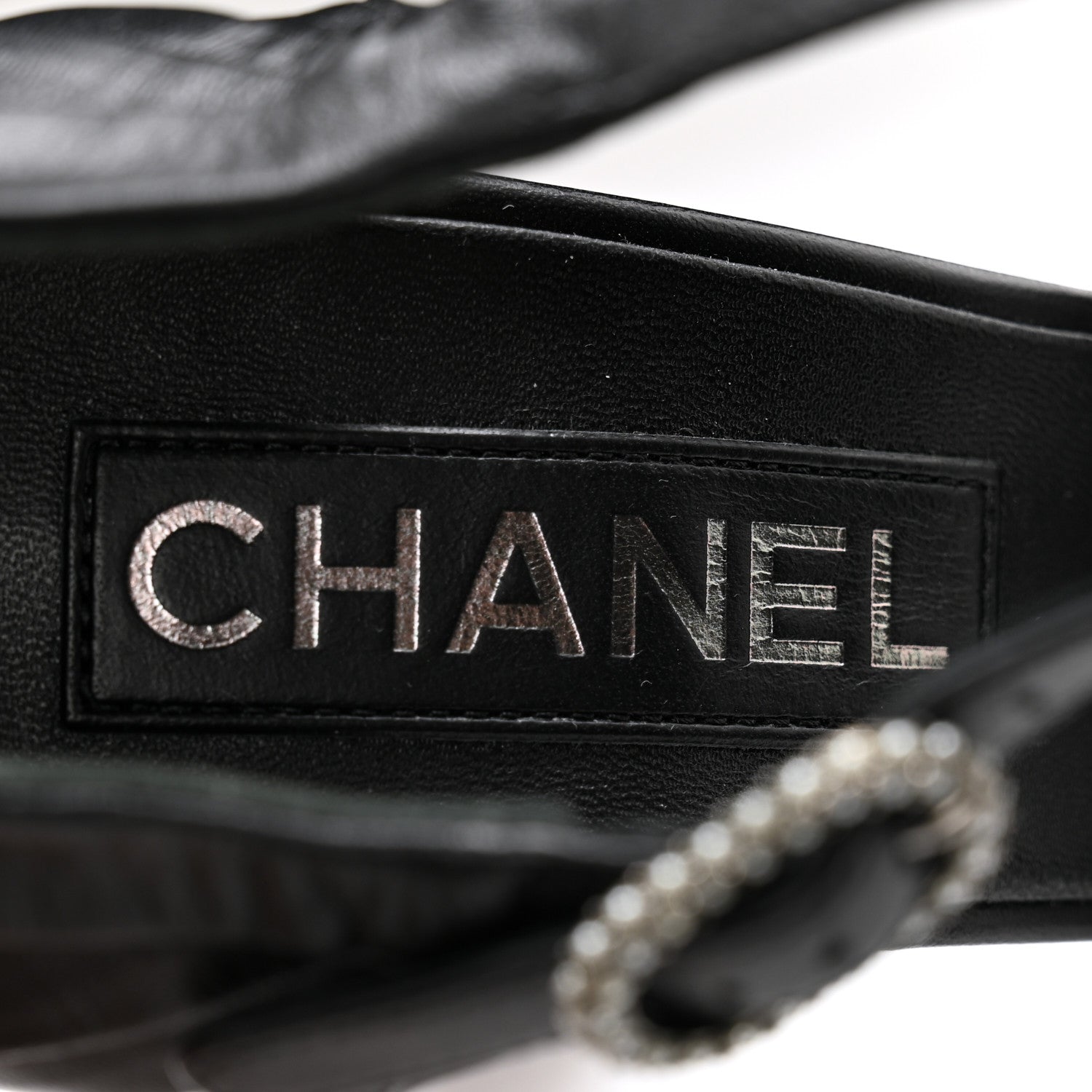 Chanel Lambskin Pearl CC Sandals 40 Black 6 of 9