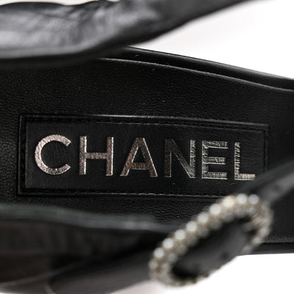 Chanel Lambskin Pearl CC Sandals 40 Black 6 of 9