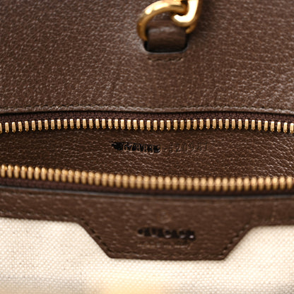 Gucci Monogram Jumbo GG Textured Dollar Calfskin Web Tote Bag Camel Ebony New Acero 5 of 10