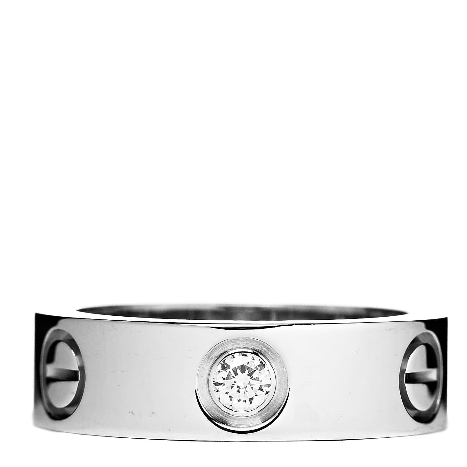 Cartier 18K White Gold 3 Diamond 5.5mm LOVE Ring 50 5.25 1 of 5