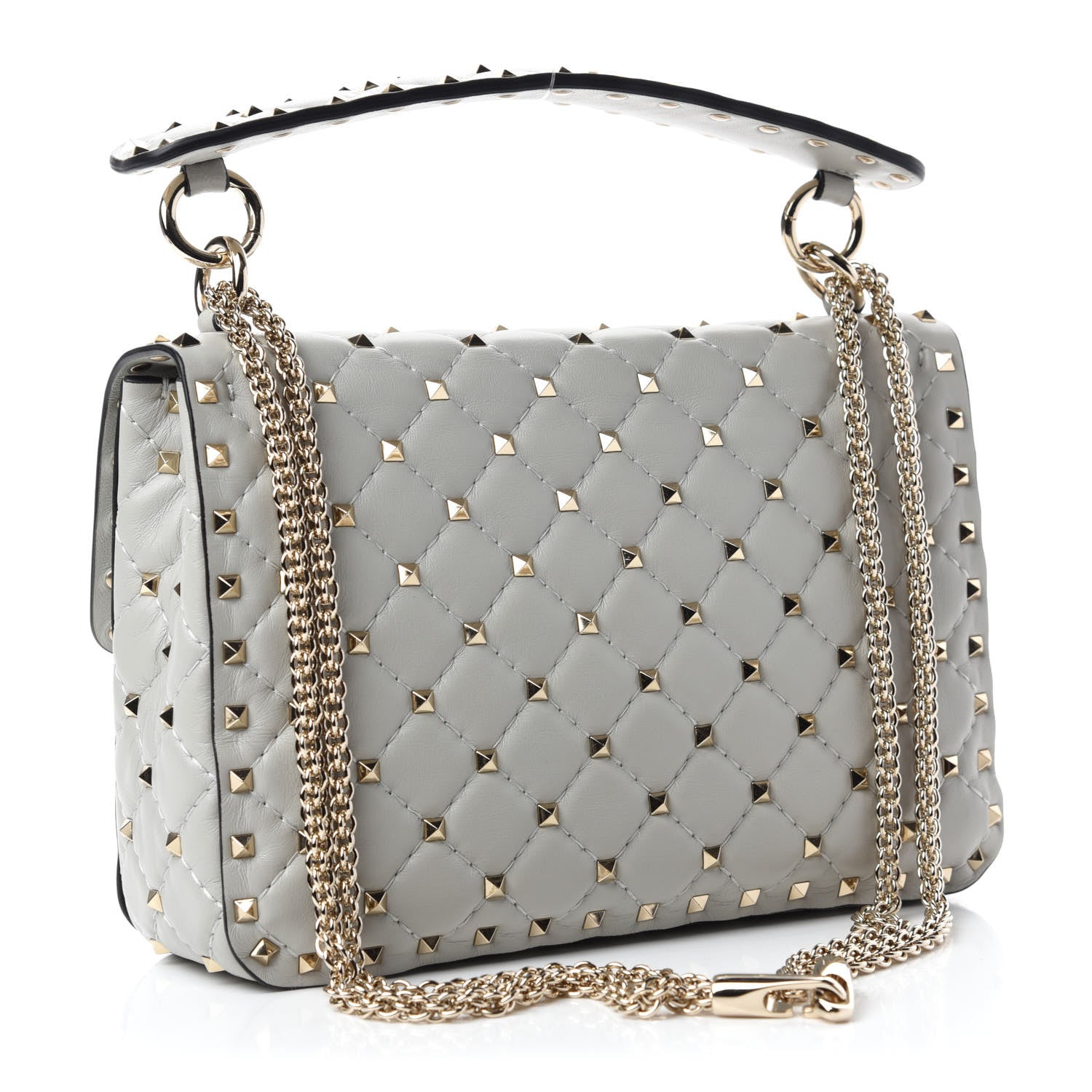 Valentino Garavani Nappa Medium Rockstud Spike Shoulder Bag Opal Grey 3 of 9