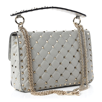 Valentino Garavani Nappa Medium Rockstud Spike Shoulder Bag Opal Grey 3 of 9