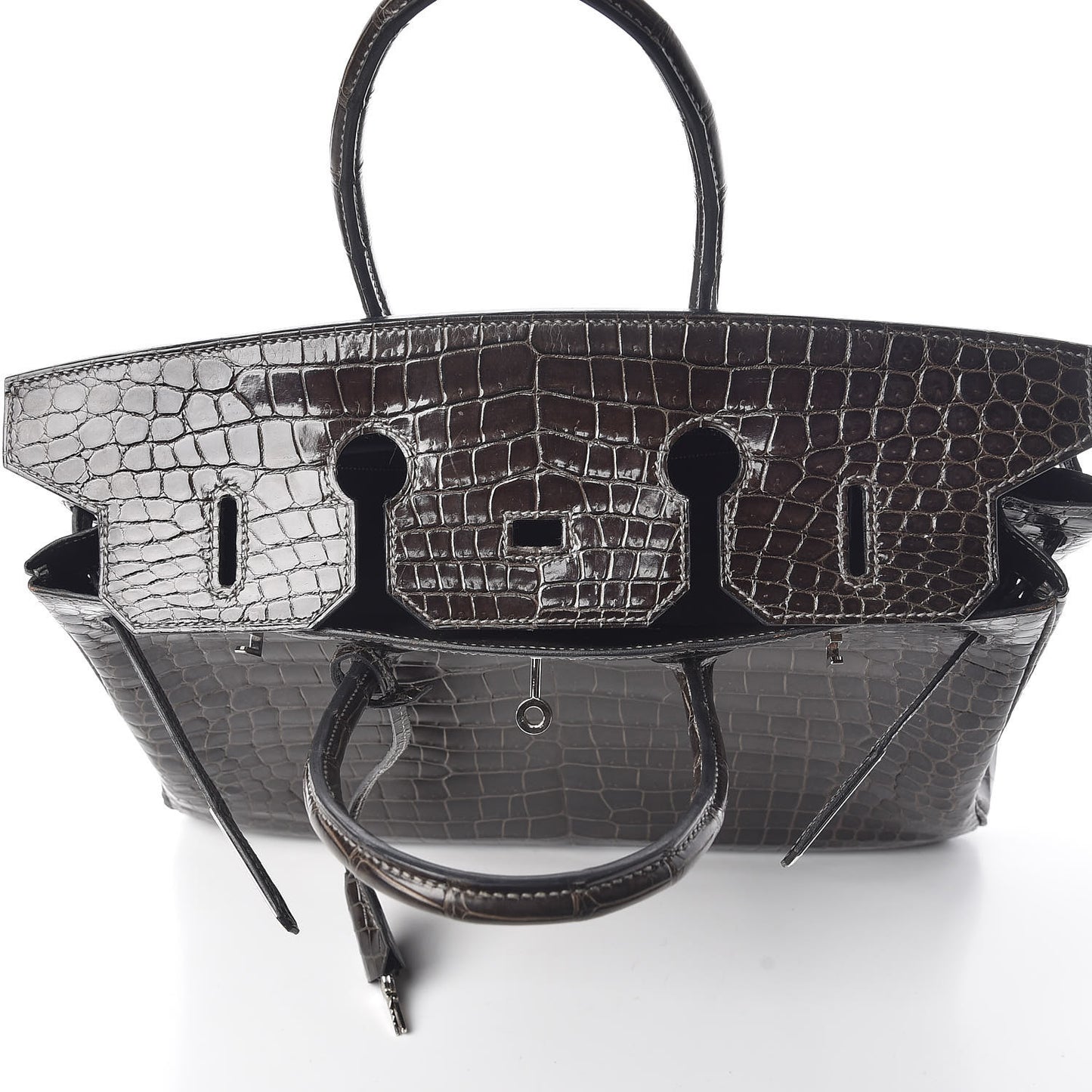 Shiny Porosus Crocodile Birkin 35 Graphite