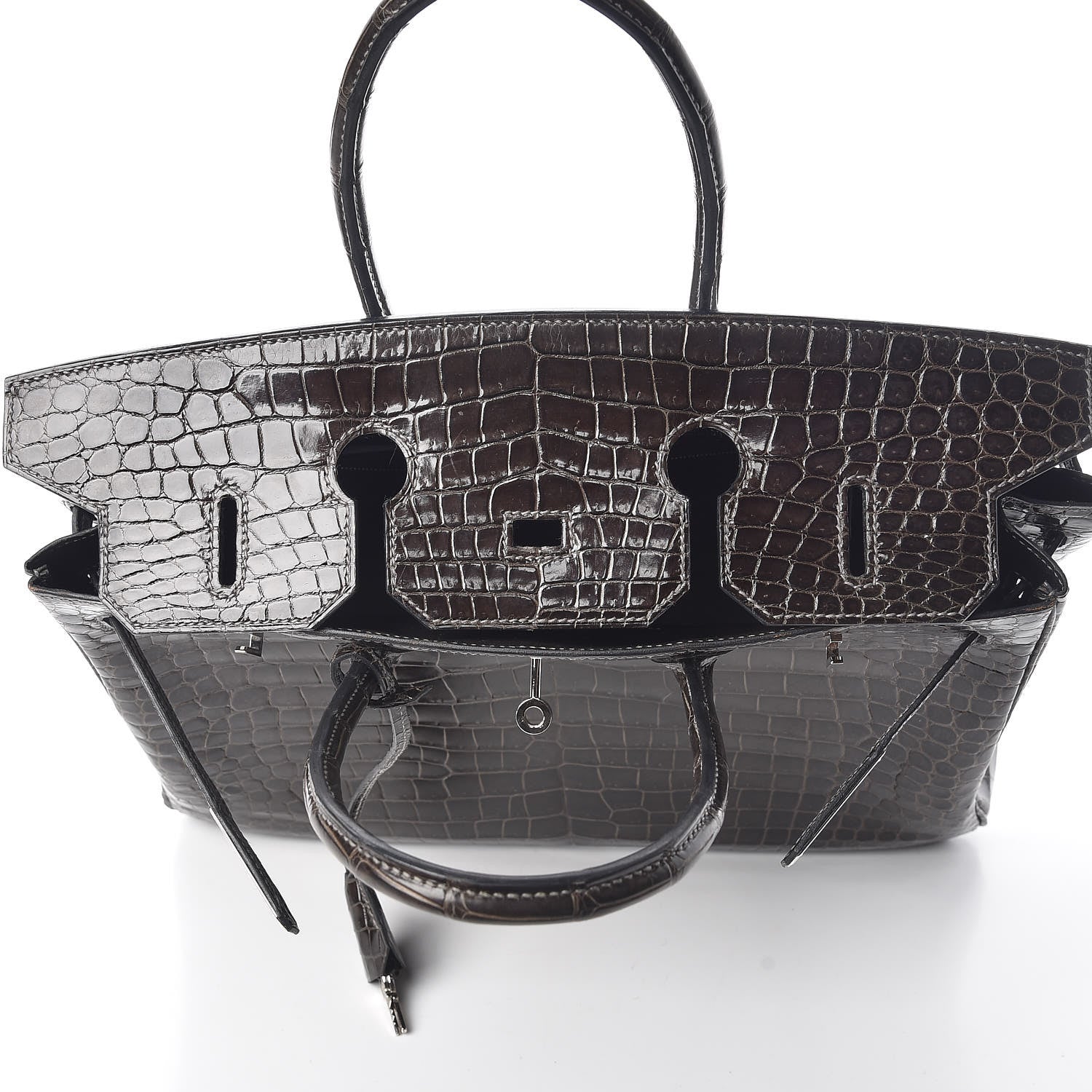 Hermes Shiny Porosus Crocodile Birkin 35 Graphite 18 of 38