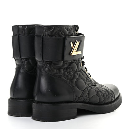 Louis Vuitton Calfskin Embossed Wonderland Ranger Boots 36.5 Black 4 of 9