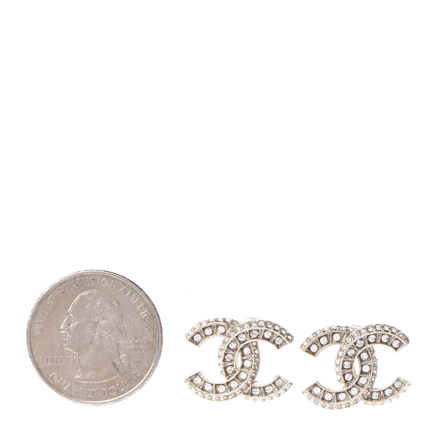 Chanel Crystal CC Earrings Gold 2 of 5