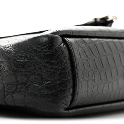 Saint Laurent Calfskin Crocodile Embossed Monogram Large College Satchel Black 9 of 14