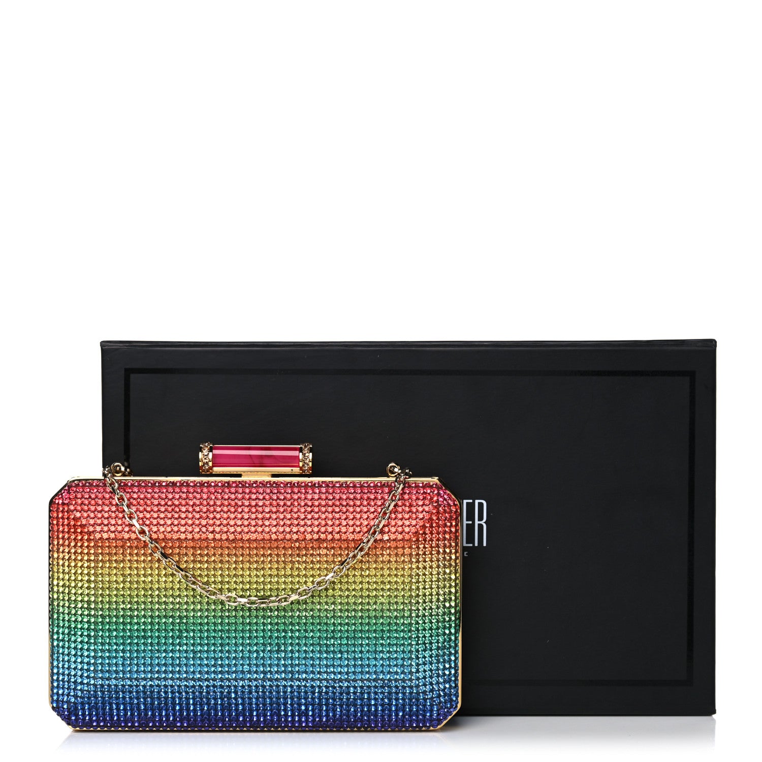 Judith Leiber Swarovski Crystal Minaudiere Clutch Gold Multicolor 9 of 9