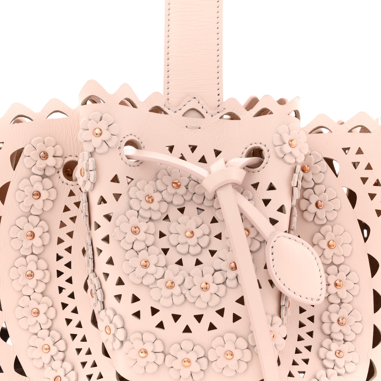 Calfskin Laser Cut Floral Studded Rose-Marie 19 Bag Sable