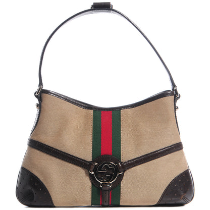 Gucci Canvas Web GG Reins Shoulder Bag Brown 1 of 7